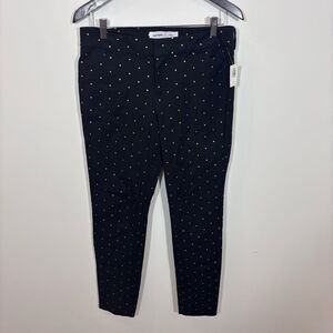 Old Navy NWT 8 Long Black Gold Foil Polka Dot Pixie Pant